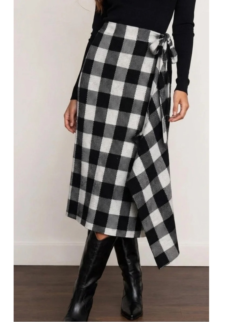 NWT Pomander Place Tuckernuck Gingham Knit Midi Wrap Skirt Blanket
